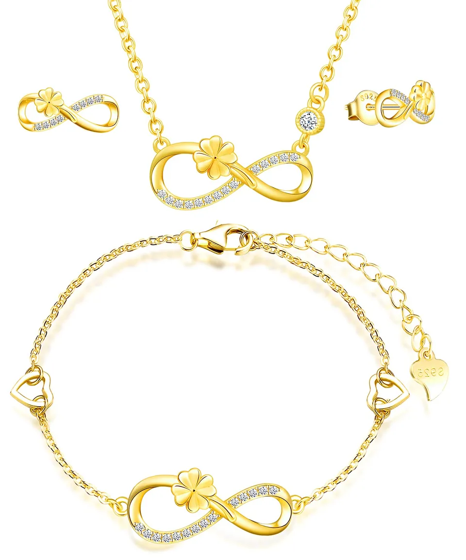 INFINIONLY Fashion Parure C Infinito Trifoglio Argento Oro