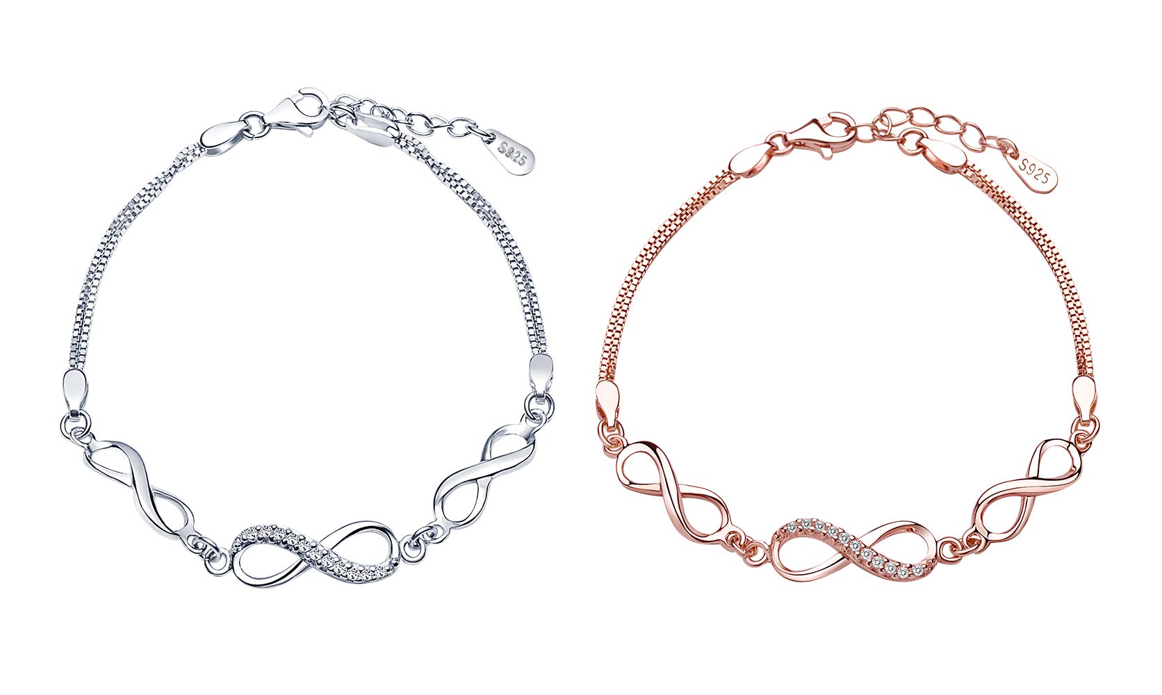 Infinionly Fashion Bracelets bracciale infinito argento rosa