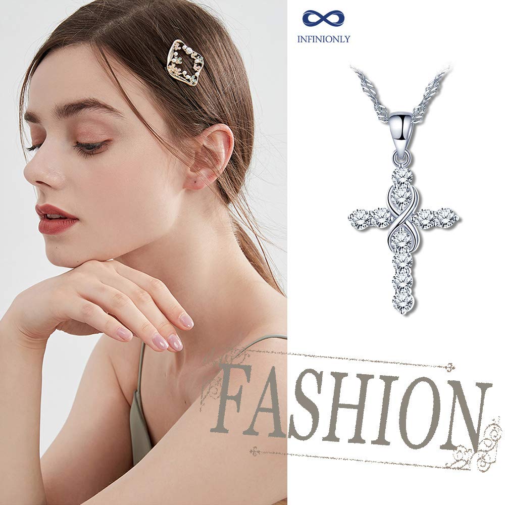INFINIONLY Fashion Collana Argento 925 Silver Croce Infinito Zircone