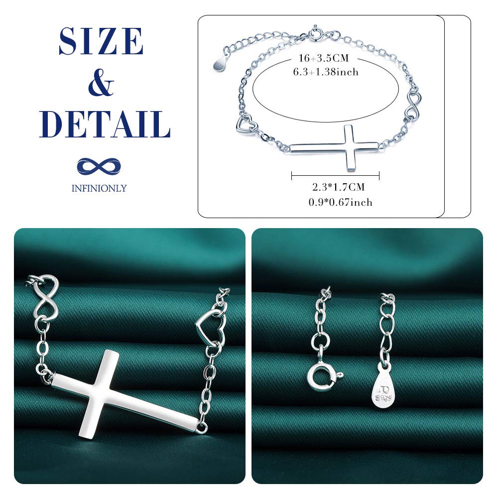 Infinionly Infinity bracciale argento 925 cuore regolabile