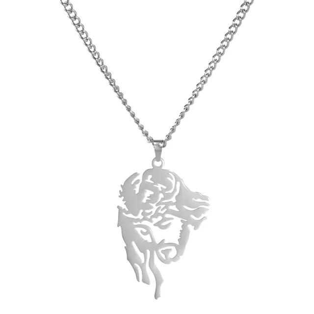 EUEAVAN Necklaces collana testa Gesù acciaio argento religiosa