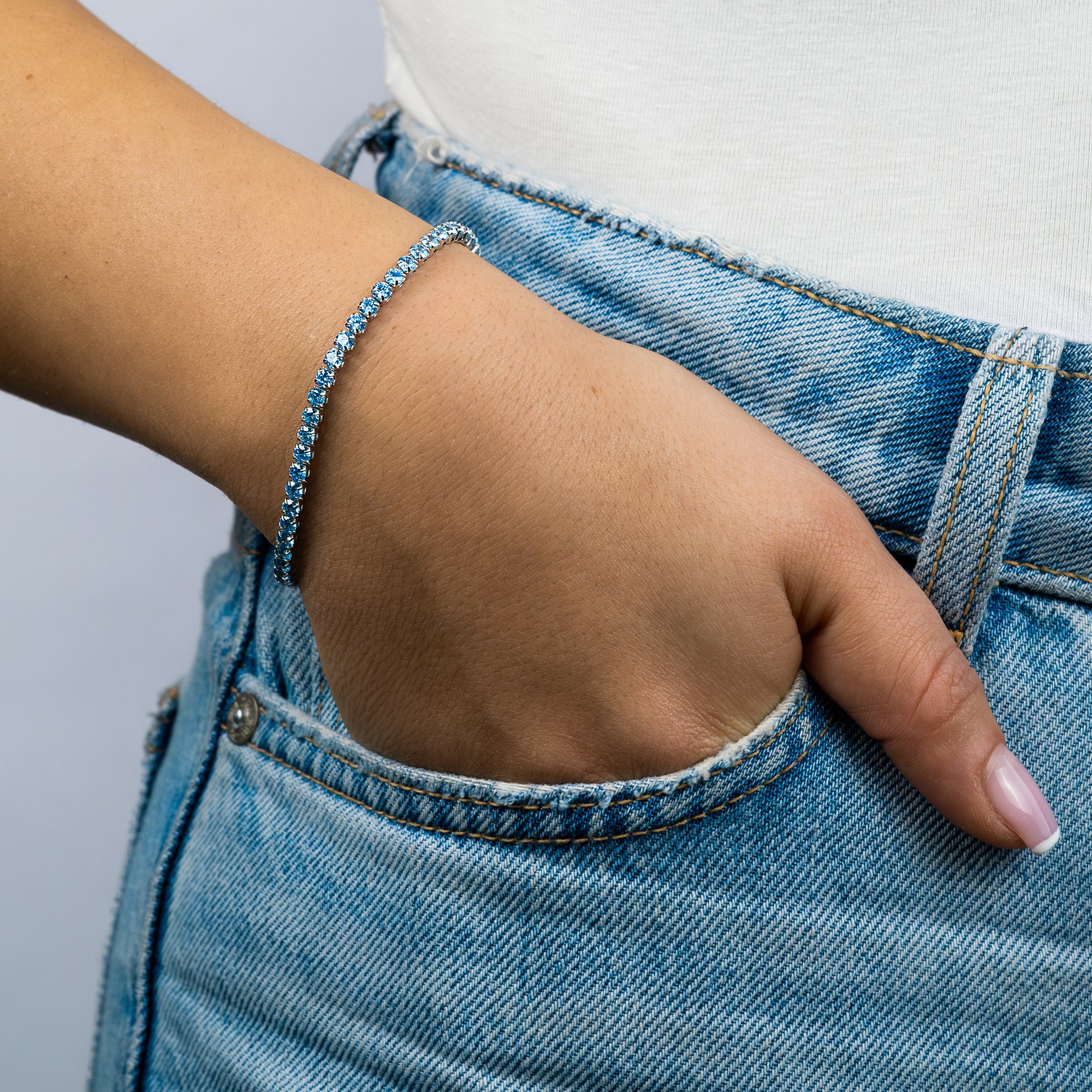 Engelsrufer Shiny Tennis bracciale argento zirconi blu