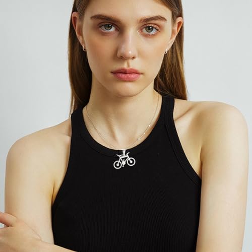 Eueavan Necklaces collana bici argento regalo ciclista