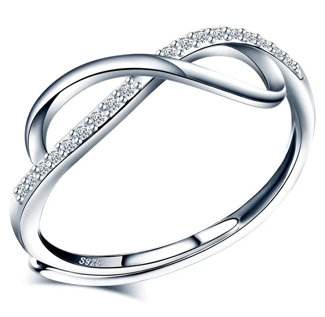 Infinionly Fashion anello infinito aperto argento 925 zircone