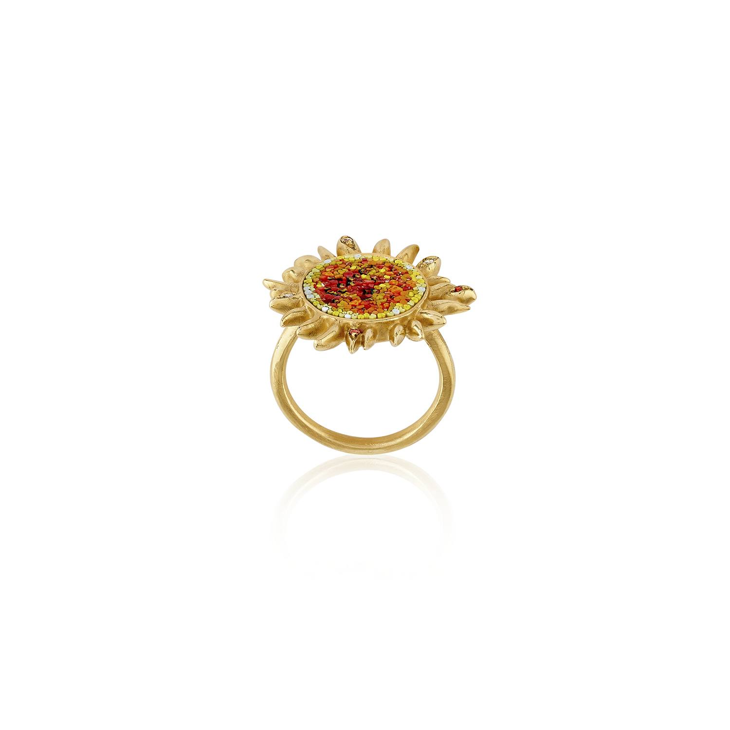 Le Sibille Sole Anello oro diamanti brown zaffiri