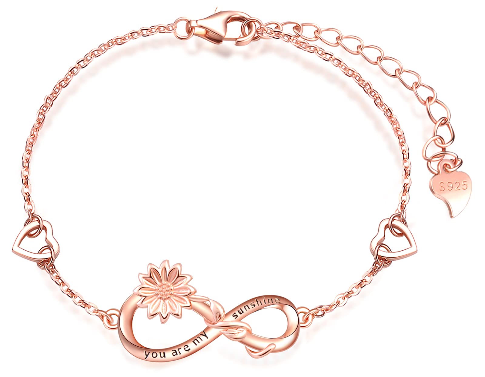 INFINIONLY Collana infinito girasole oro rosa argento