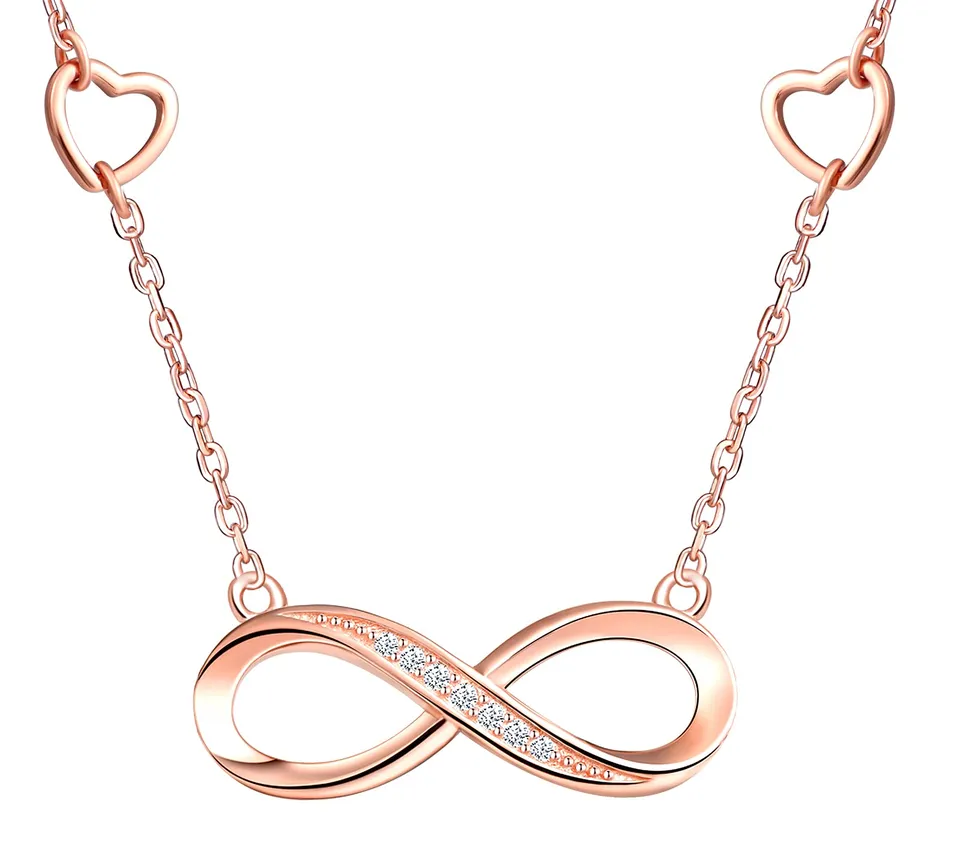 INFINIONLY collana infinito cuore oro rosa zircone