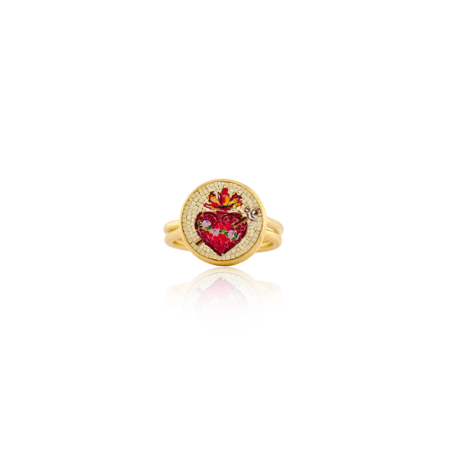 Le Sibille Spring Anello oro 18 ct mosaico romano cuore