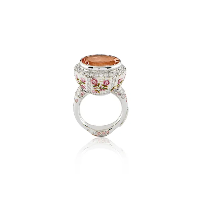 Le Sibille Powder Anello oro bianco morganite diamanti