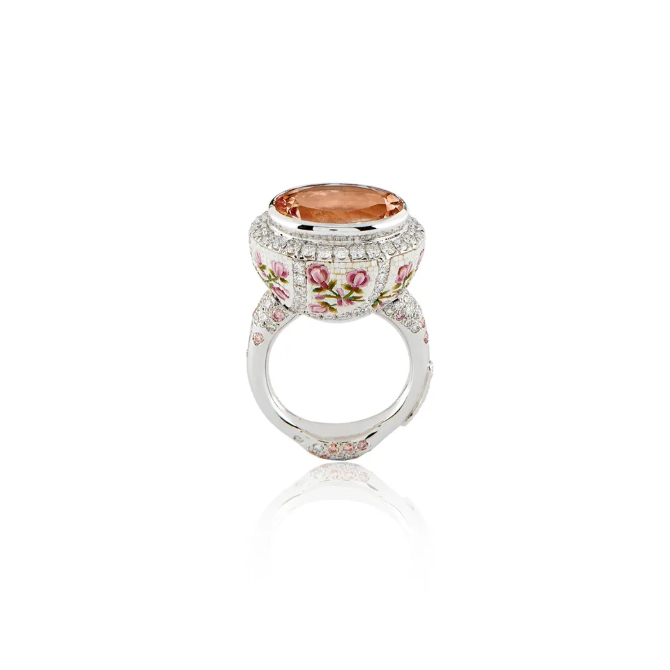 Le Sibille Powder Anello oro bianco morganite diamanti