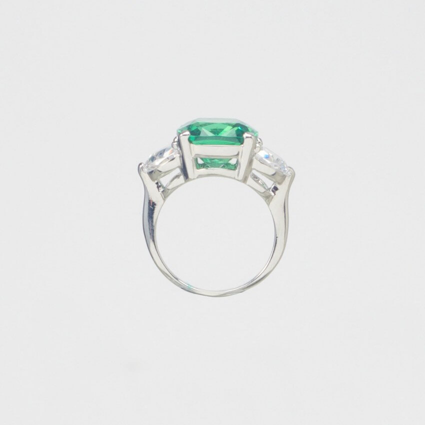 Chic Ad Hoc Anello cocktail argento smeraldo