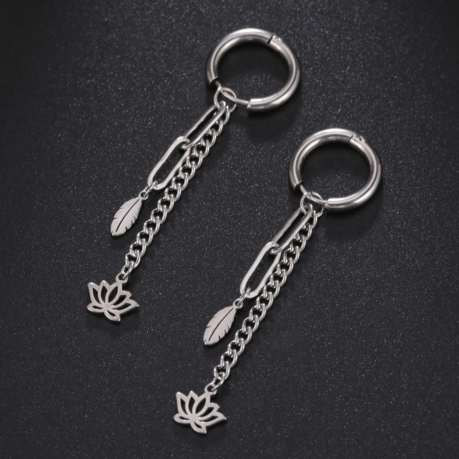 EUEAVAN Earrings Orecchini Loto Argento Pendenti Fiore