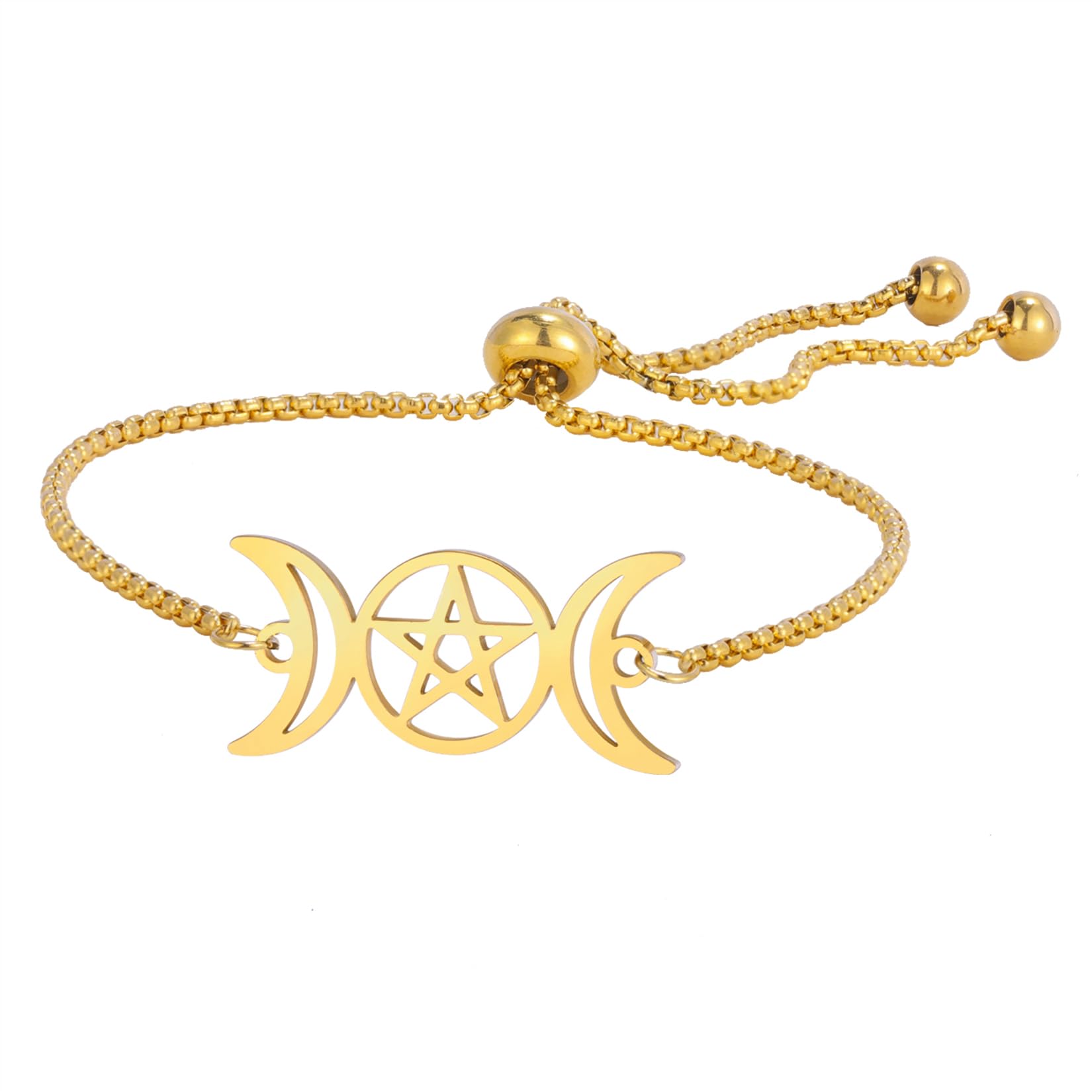 EUEAVAN Tripla Luna bracciale acciaio argento amuleto