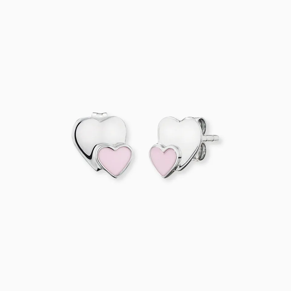 Engelsrufer Kinder orecchini lobo cuore rosa in acciaio smalto