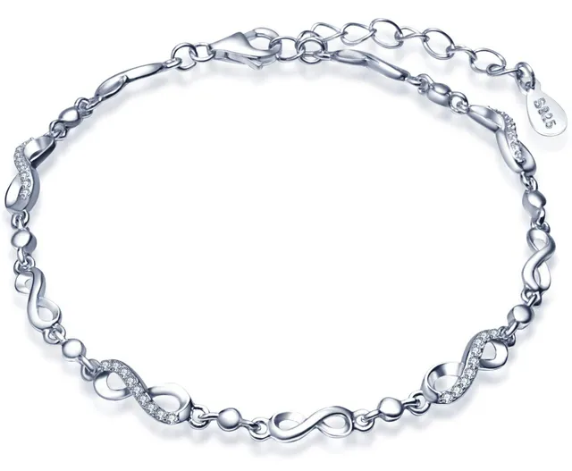 INFINIONLY Fashion Bracciale infinito argento 925 zirconi regolabile
