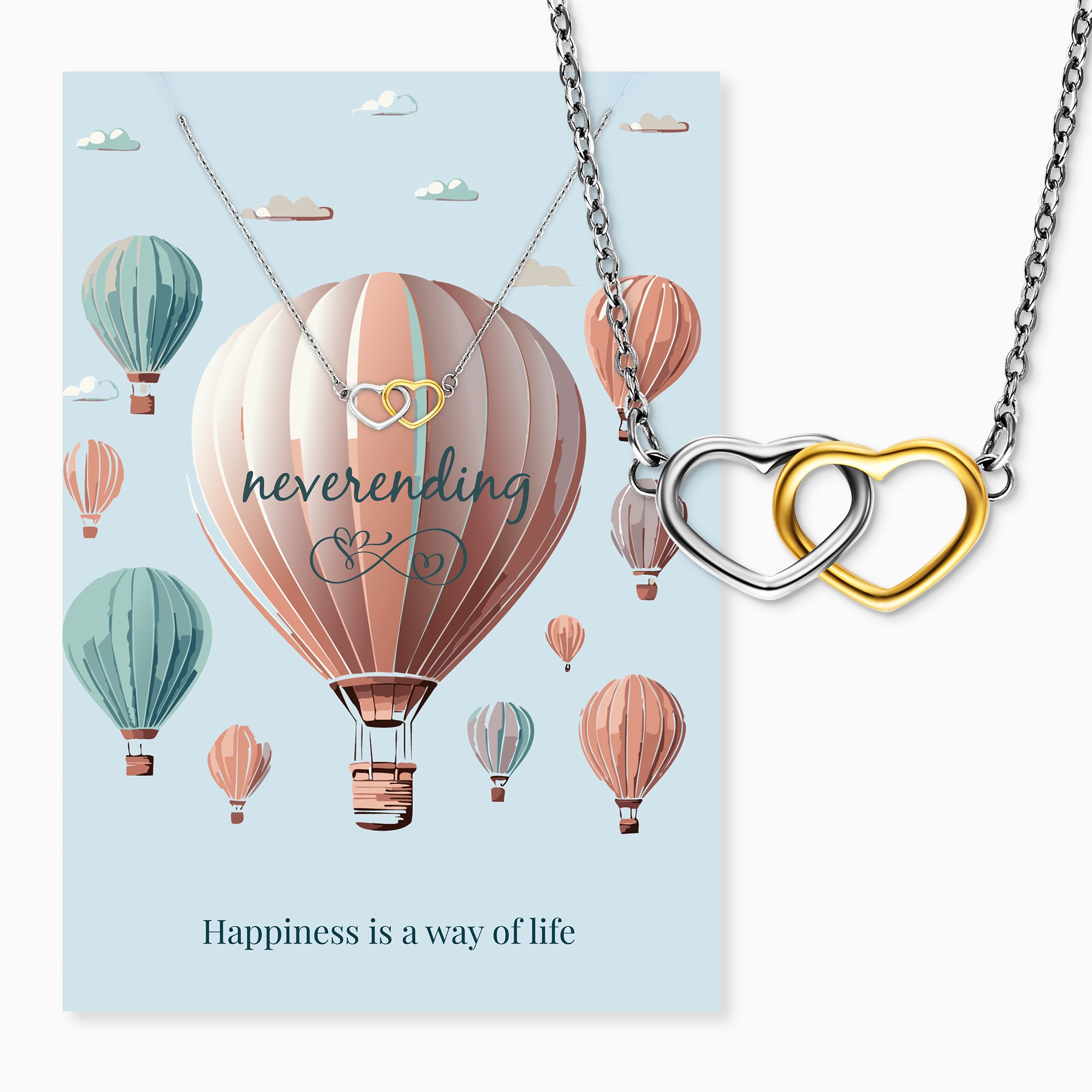 MySteel by Engelsrufer Neverending Collana Bicolor 2 Cuori