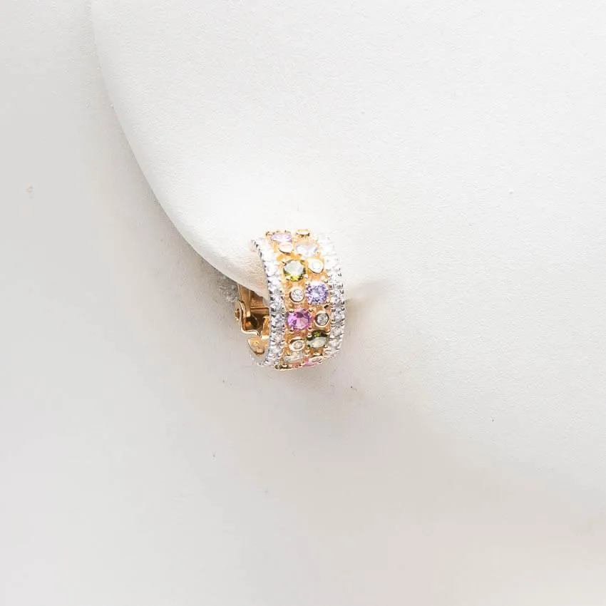Chic Ad Hoc Orecchini clip mezzo cerchio zirconi multicolor