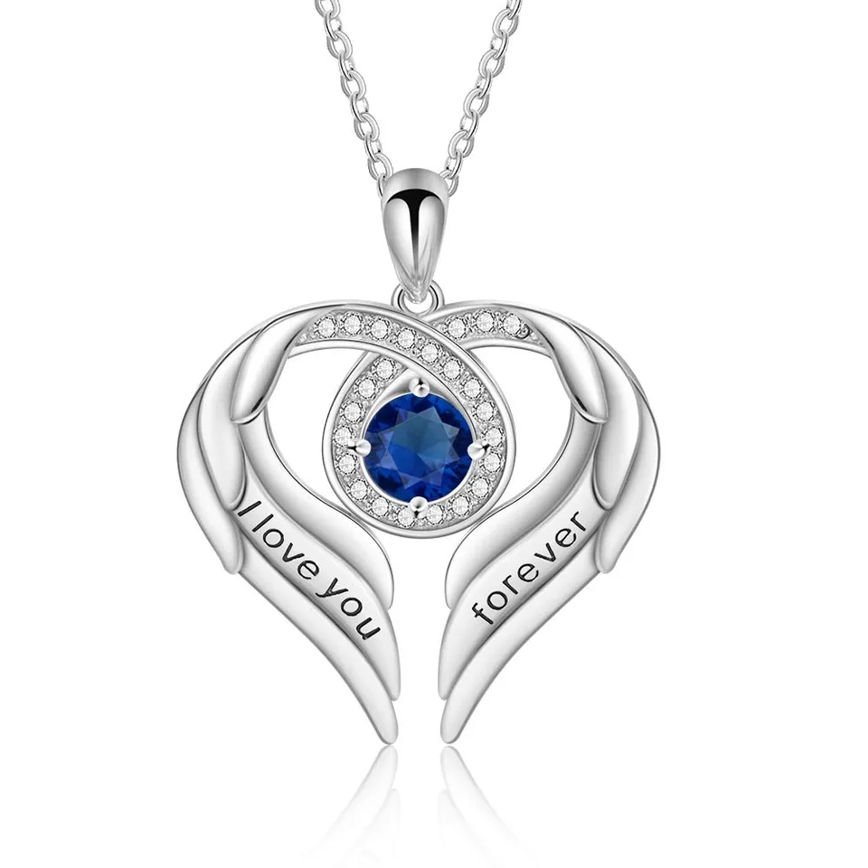 Jessemade Gioielli Collana Ala Argento 925 Love You Forever