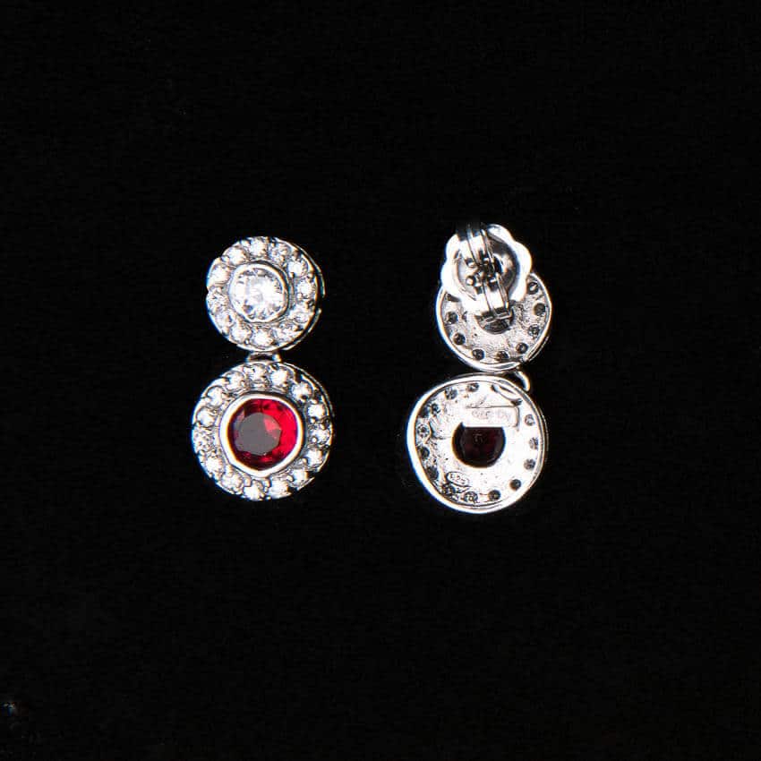 Chic Ad Hoc Orecchini Punto Luce Argento Rosso Rubino