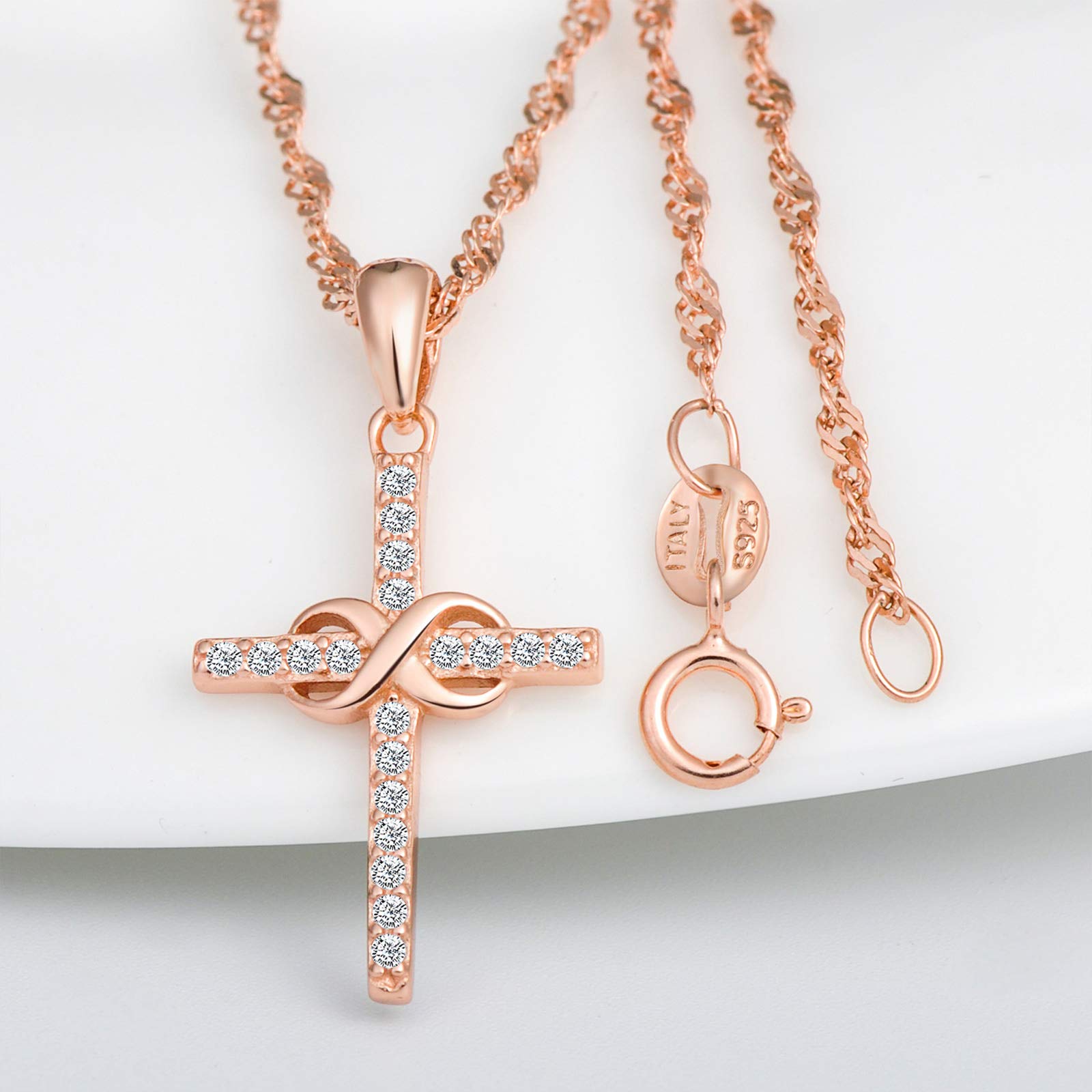 Infinionly Fashion Collana Argento 925 Oro Rosa Infinito
