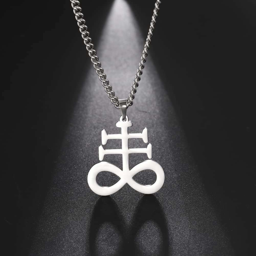 EUEAVAN Necklaces collana croce Leviathan acciaio argento