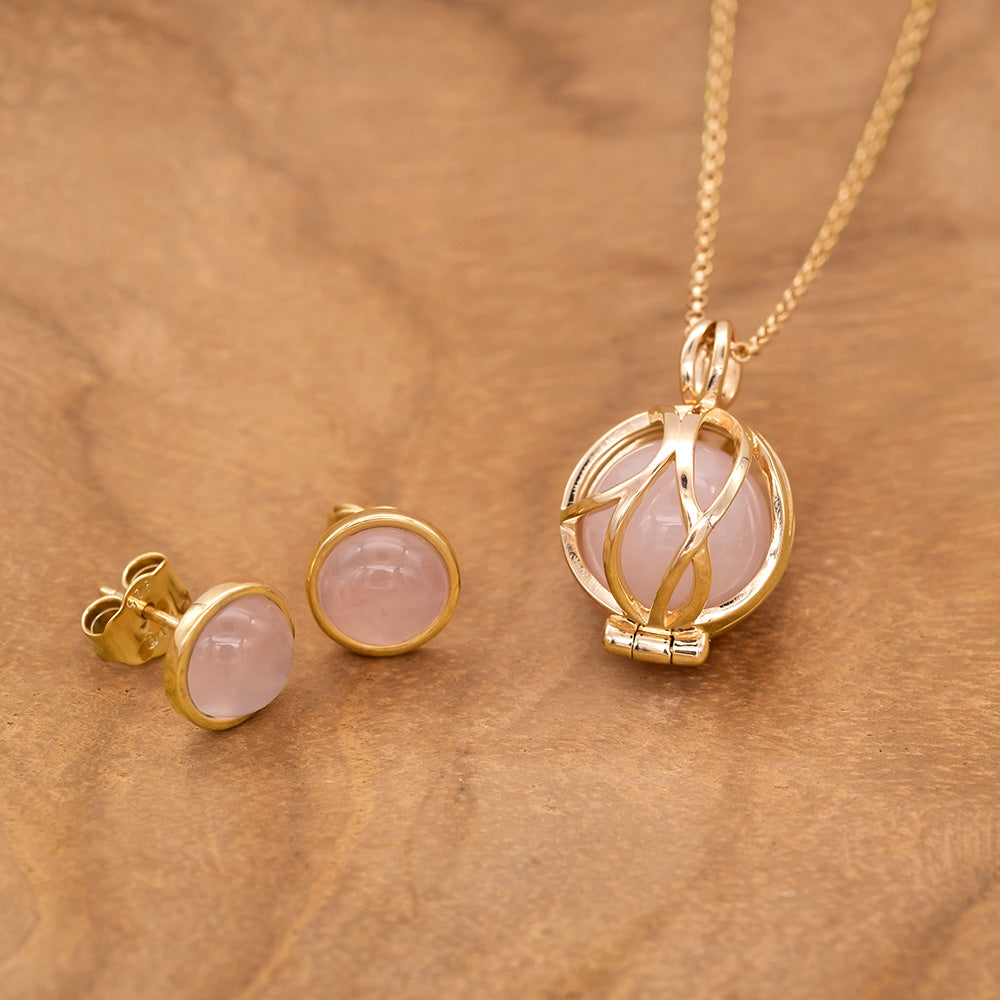 Engelsrufer Paradise Gold collana argento quarzo rosa
