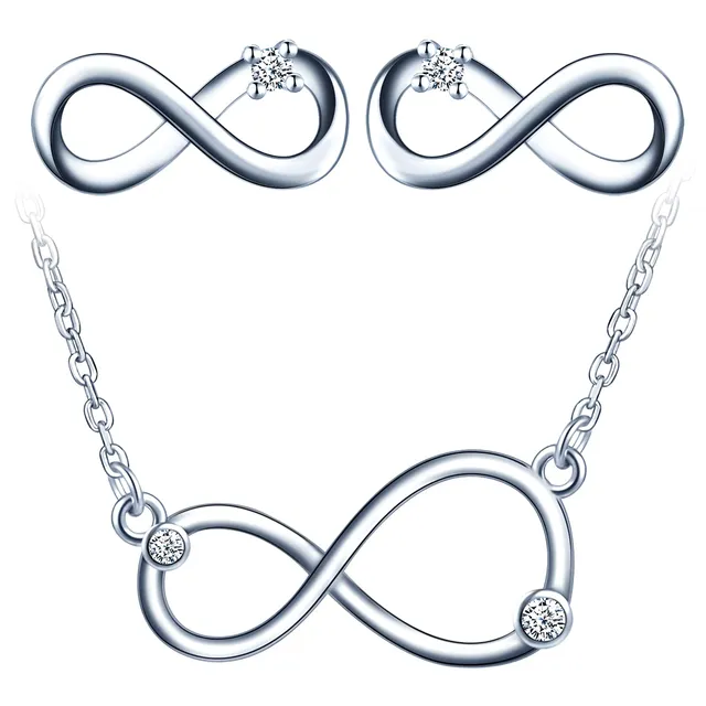 INFINIONLY Collana Orecchini Mini Parure Argento Zirconi
