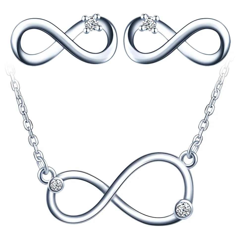 INFINIONLY Collana Orecchini Mini Parure Argento Zirconi
