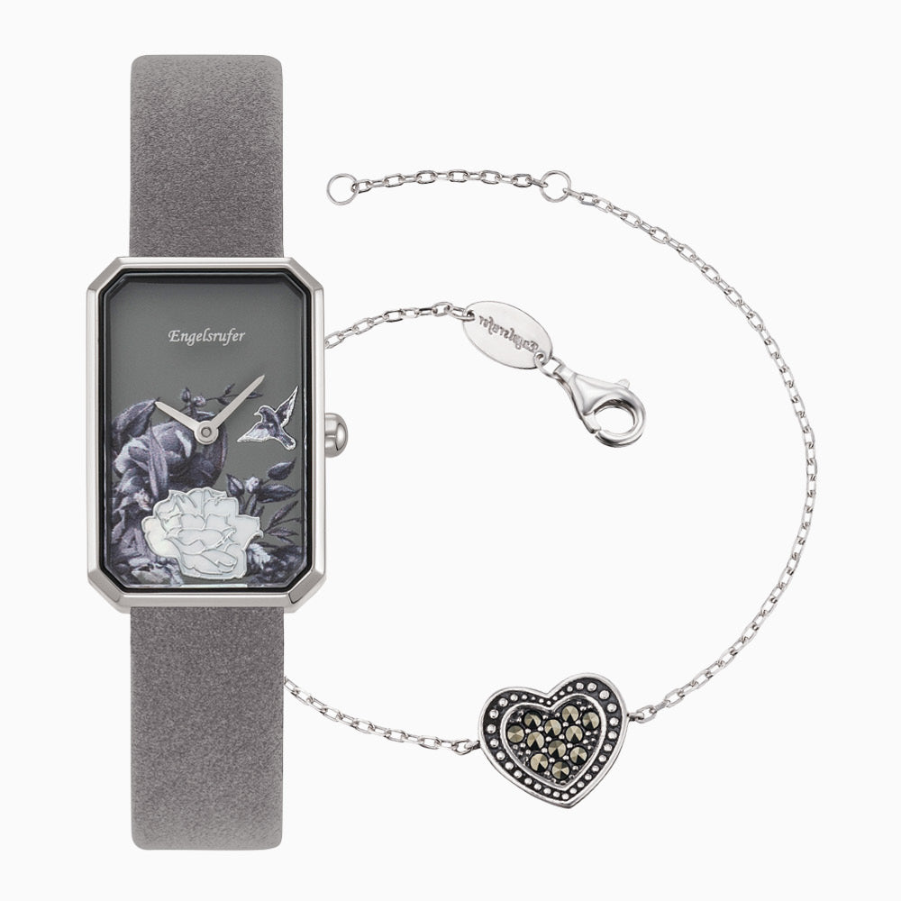 Engelsrufer Set Orologio Fiore + Bracciale Cuore Marcasite
