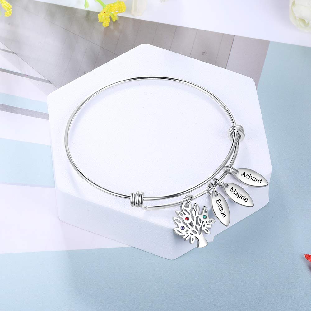 Jessemade Gioielli bracciale acciaio nome albero vita
