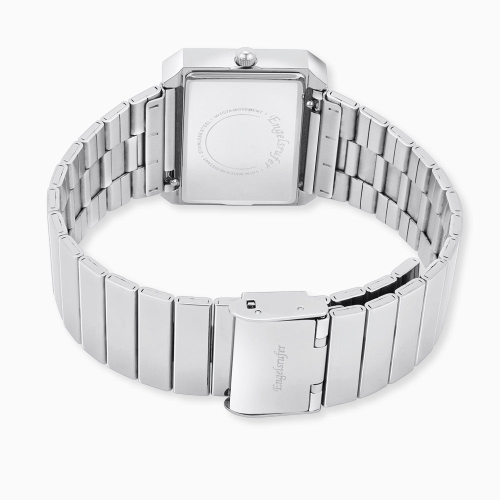 Engelsrufer Uhren Lebensblume Schwarz orologio acciaio nero argento