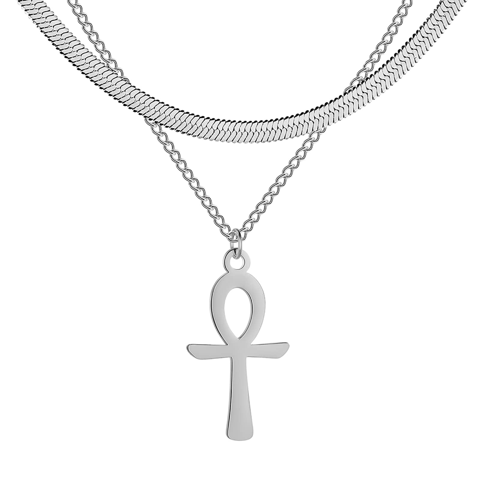 EUEAVAN Necklaces collana Ankh croce oro acciaio inox donna