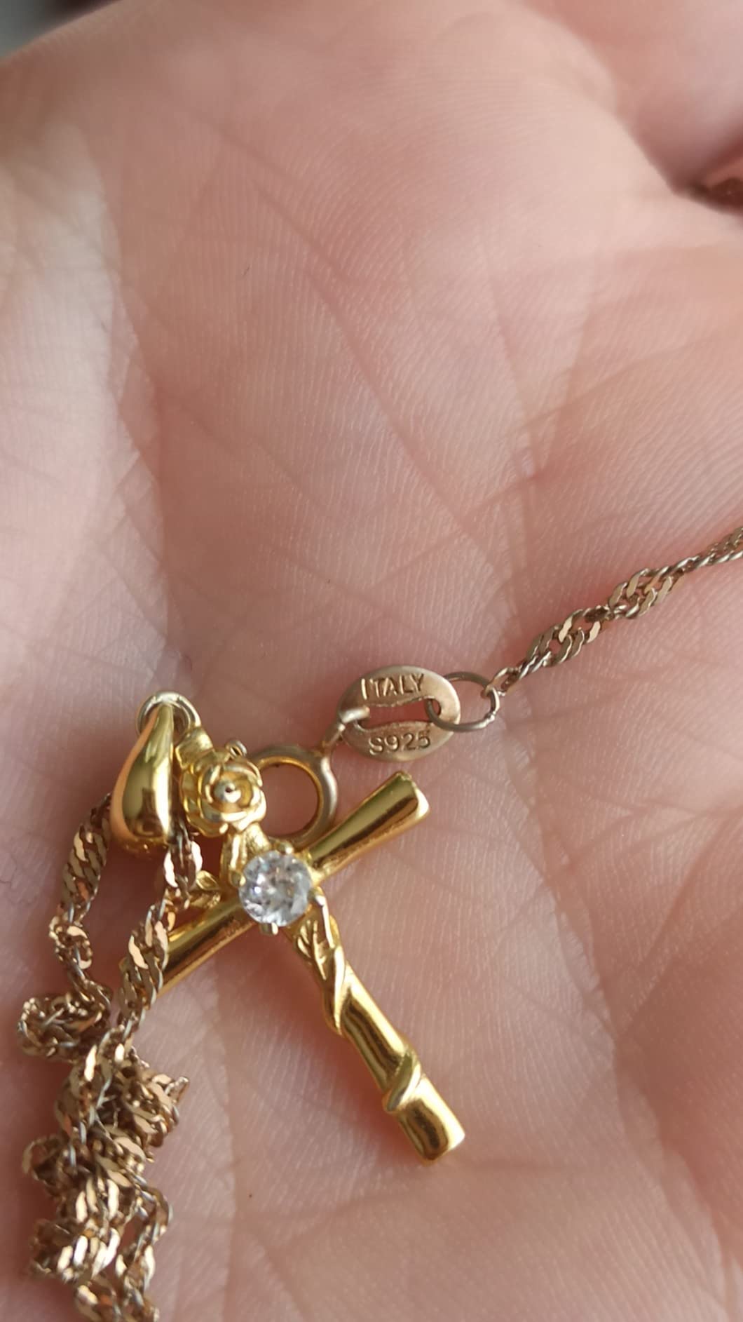 Infinionly collana croce argento 925 oro zirconi