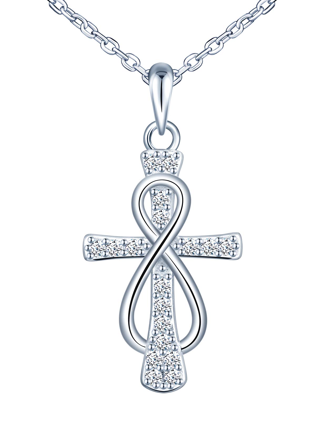 INFINIONLY Fashion Croce Collana Argento 925 Zircone