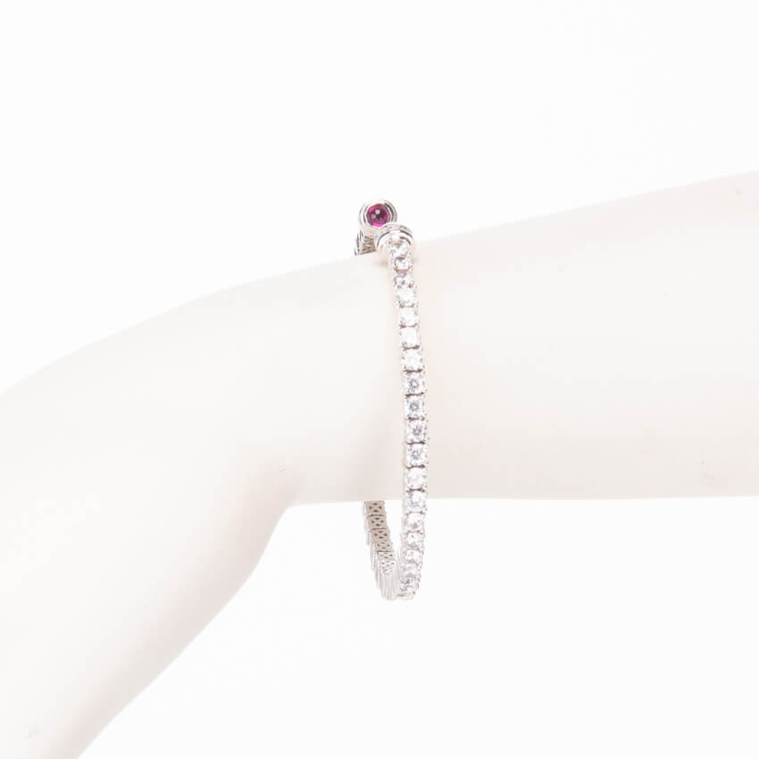 Chic Ad Hoc Bracciale tennis semirigido zirconi rubino