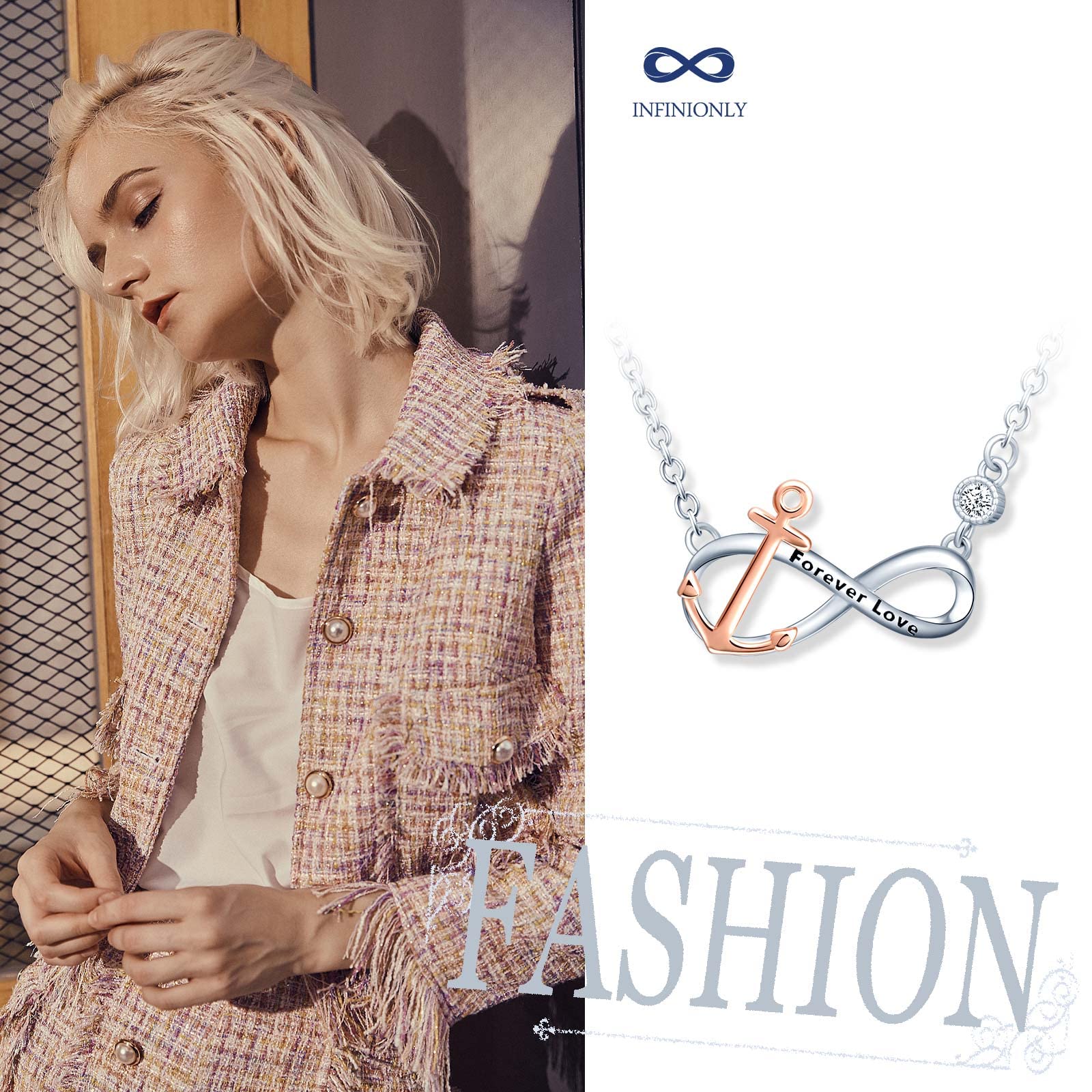 INFINIONLY Fashion Collana infinito bicolore argento 925