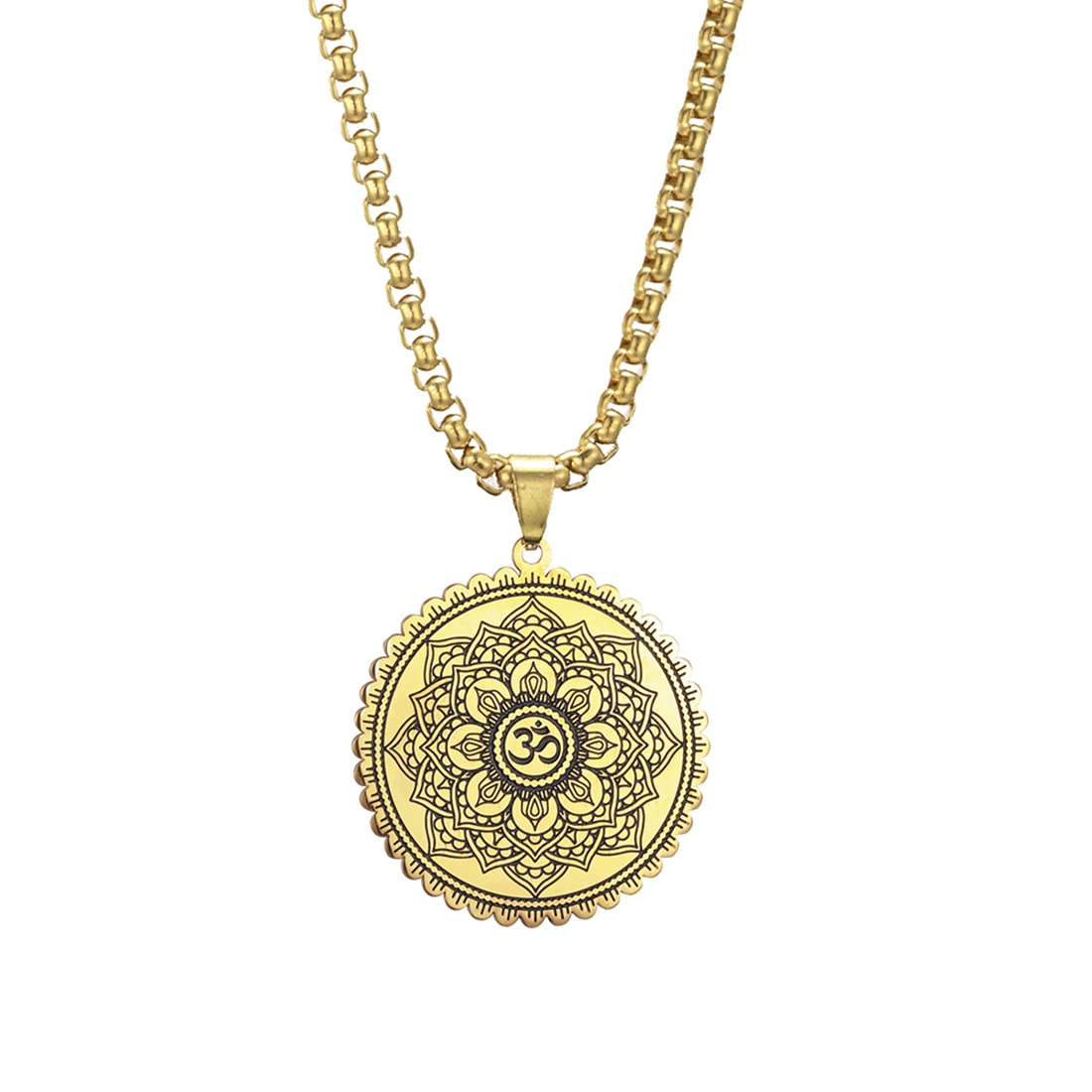 EUEAVAN Necklaces Collana Om Mandala Argento Uomo