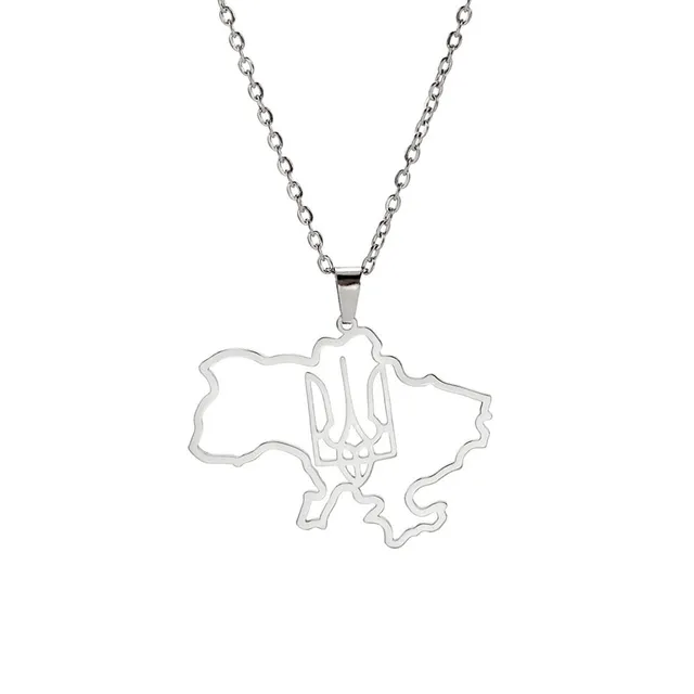 EUEAVAN mappa Ucraina collana acciaio silver3 patriottica