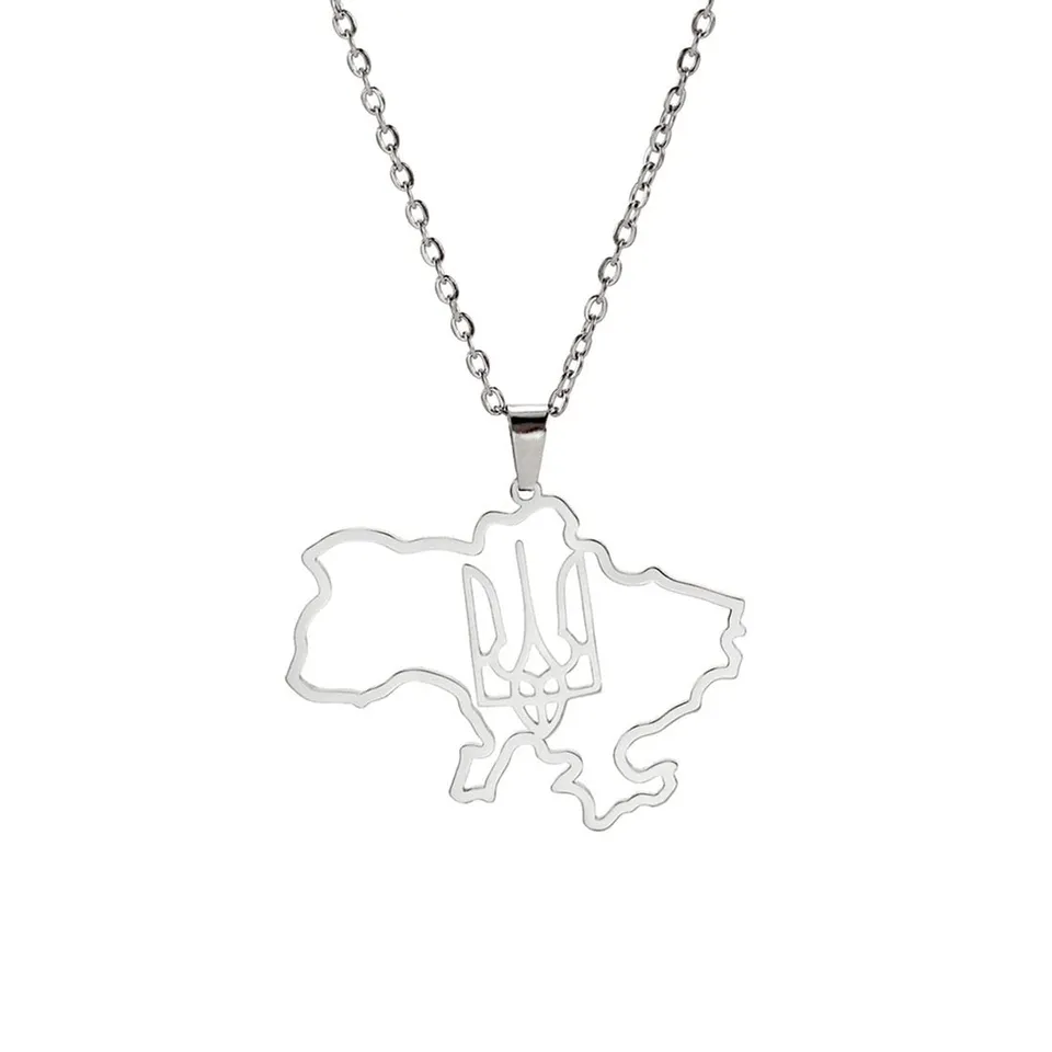 EUEAVAN mappa Ucraina collana acciaio silver3 patriottica