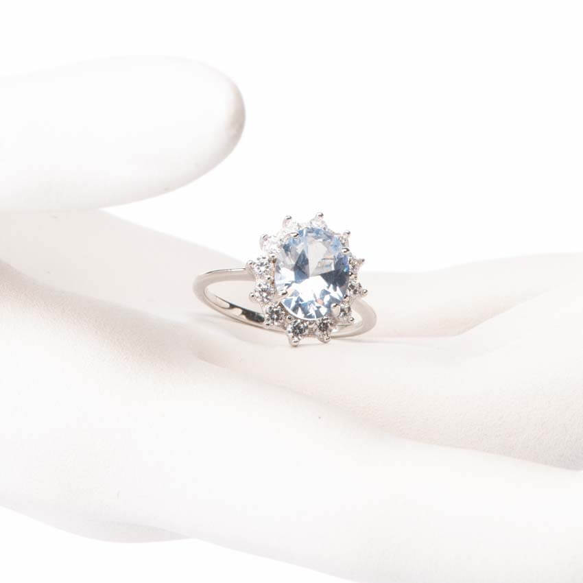 Chic Ad Hoc Anelli Anello fiore acquamarina anello argento crystal