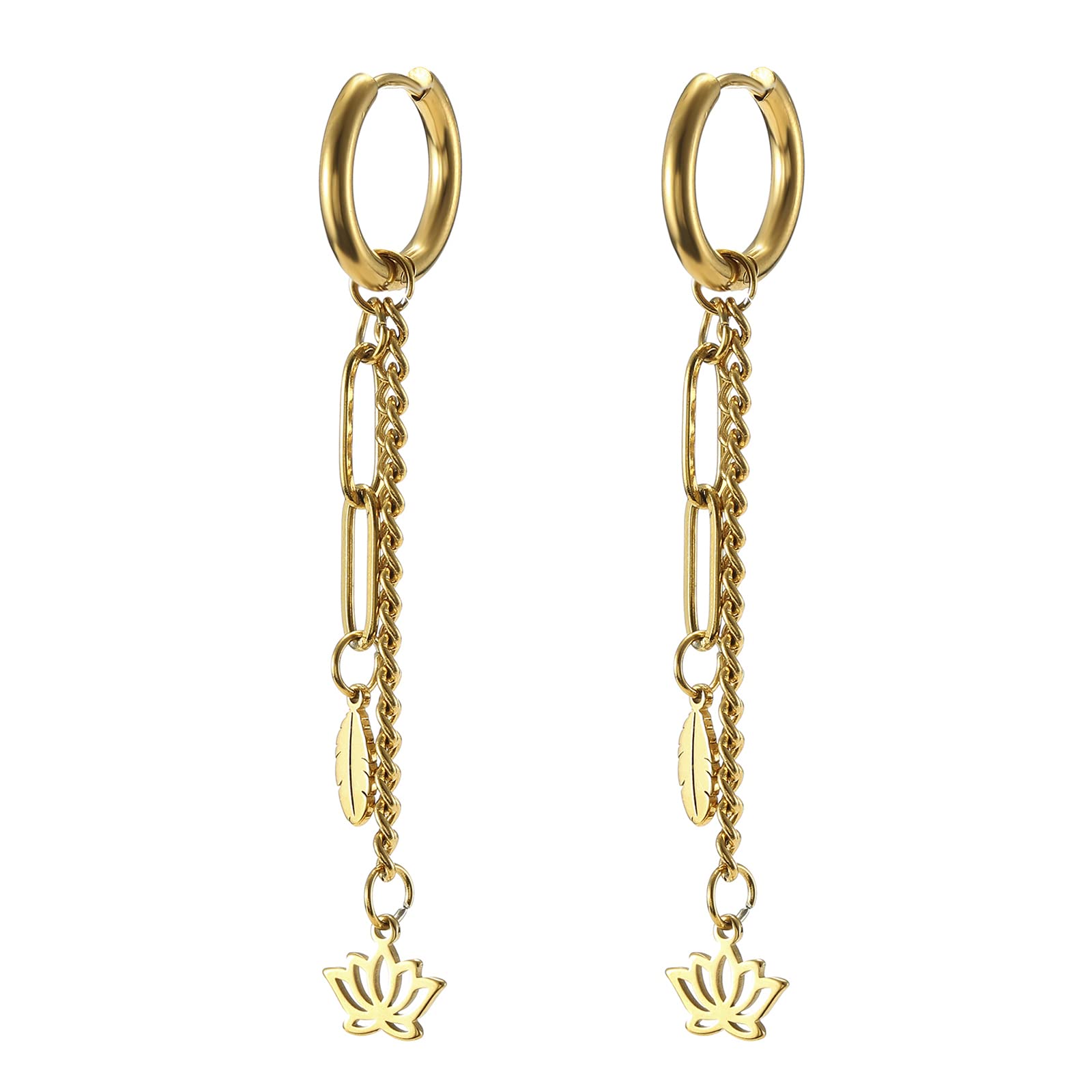 EUEAVAN Earrings Orecchini Loto Argento Pendenti Fiore