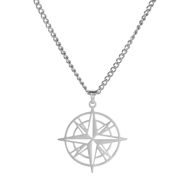 EUEAVAN Necklaces collana bussola argento acciaio uomo