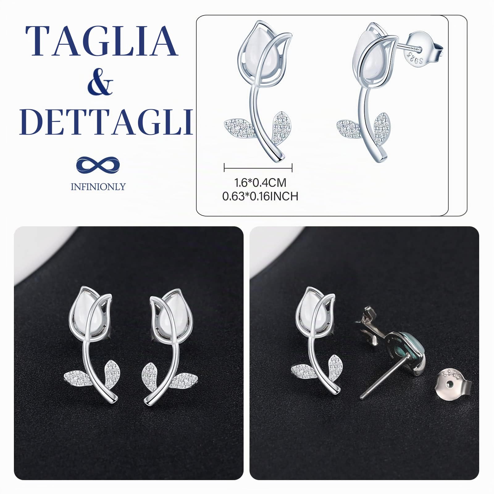 Infinionly Fashion Earrings orecchini tulipano argento 925 fiore