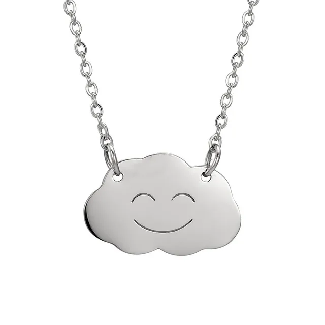 EUEAVAN Necklaces Collana nuvola smiley acciaio