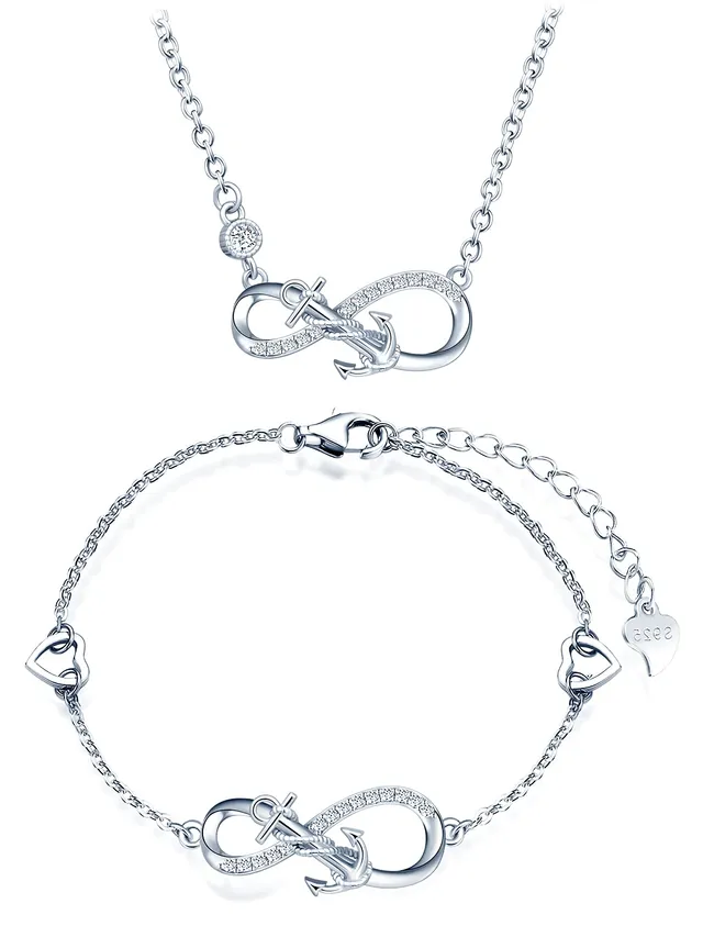 Infinionly Parure Set Gioielli Infinito Ancora B Argento