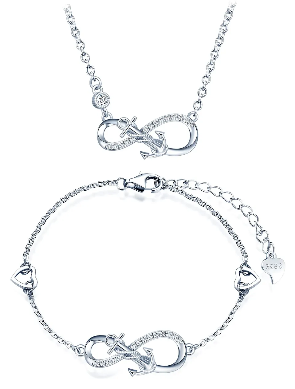 Infinionly Parure Set Gioielli Infinito Ancora B Argento