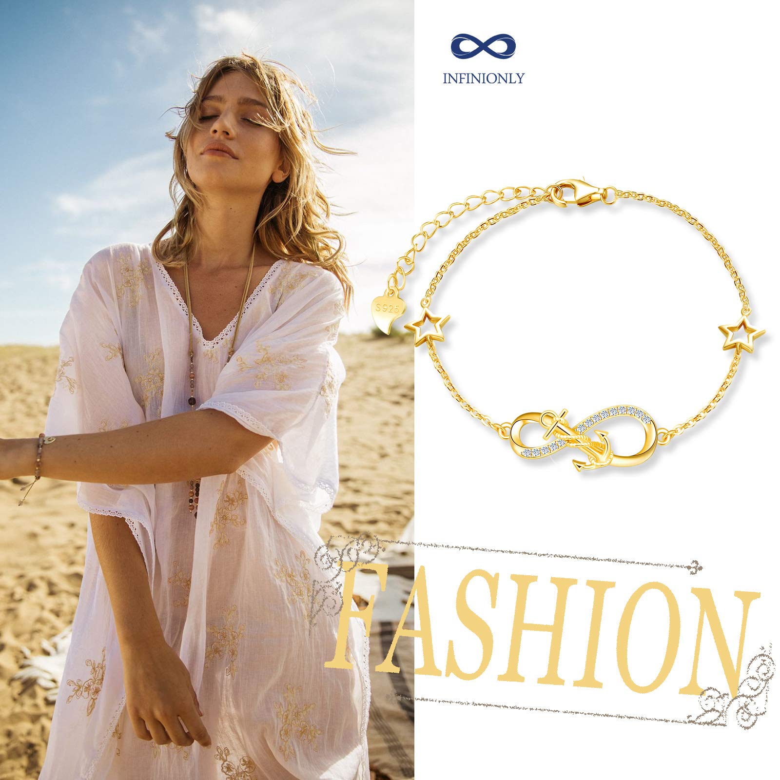 INFINIONLY Fashion Bracelets C-stella bracciale oro ancora stella