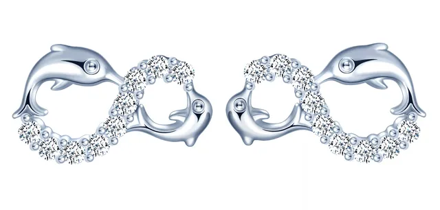 Infinionly Orecchini Delfino Infinito Argento 925 Zirconi Silver