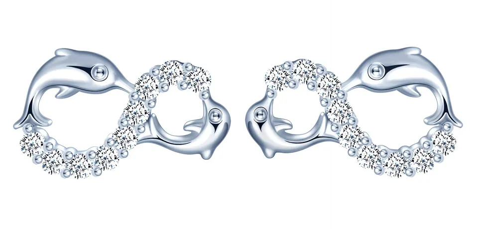 Infinionly Orecchini Delfino Infinito Argento 925 Zirconi Silver