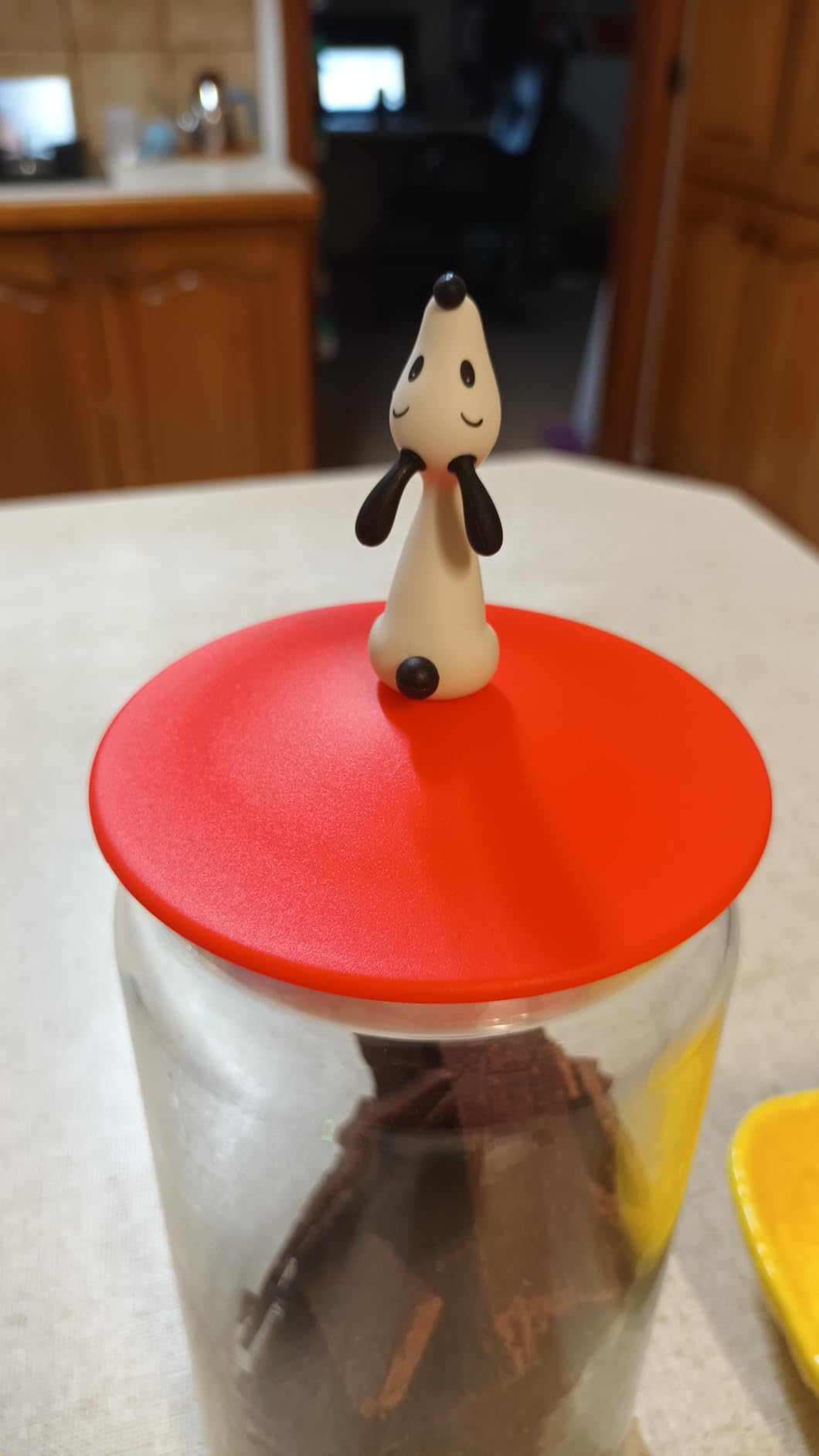 Alessi Lulà barattolo cane vetro arancione ermetico